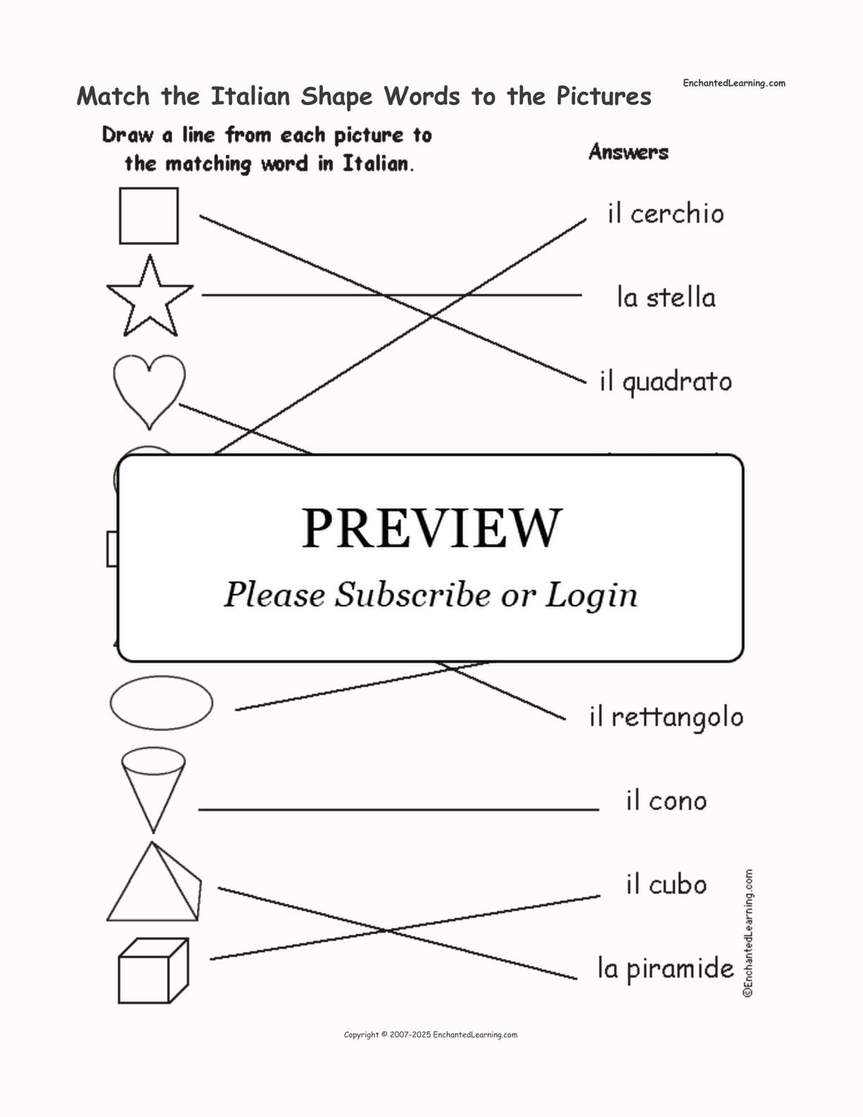 Match the Italian Shape Words to the Pictures interactive worksheet page 2