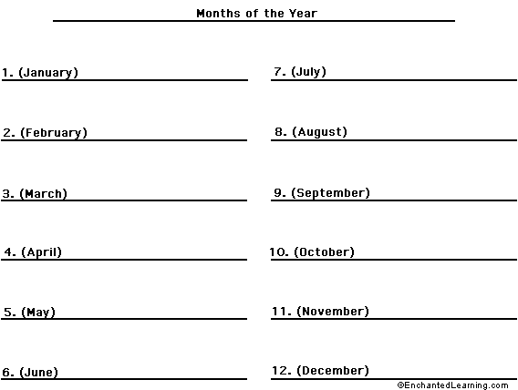 Label the months of the year in Russian