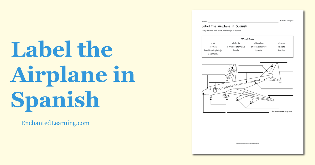 Label the Airplane in Spanish Enchanted Learning
