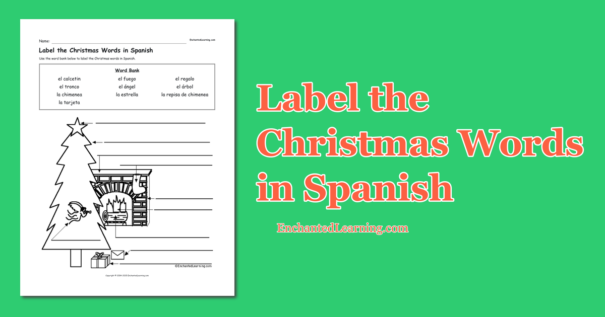Label the Christmas Words in Spanish Enchanted Learning