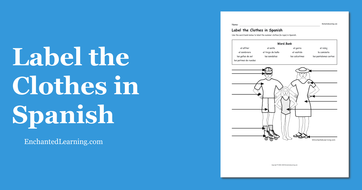 Label the Clothes in Spanish 3 Enchanted Learning