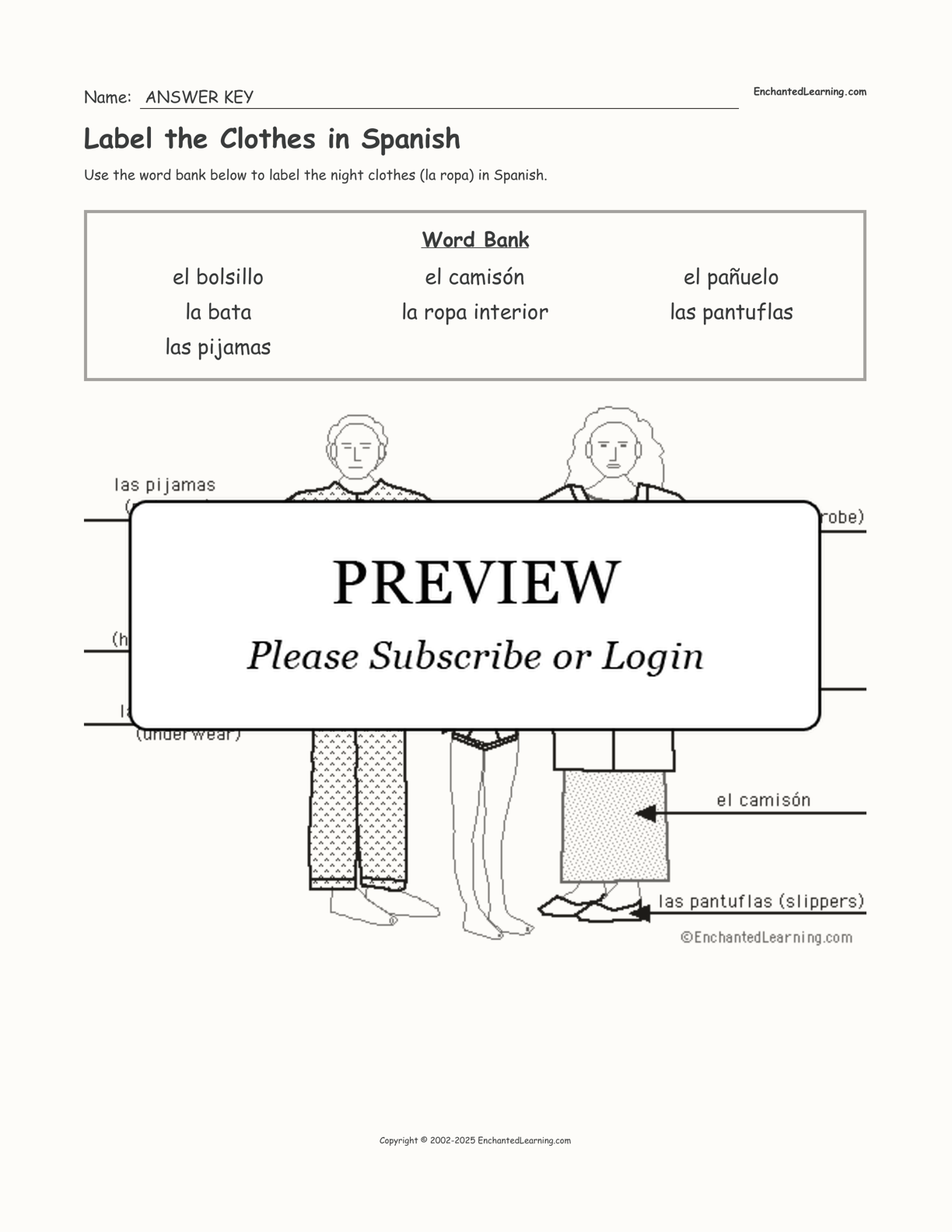 Label the Clothes in Spanish interactive worksheet page 2