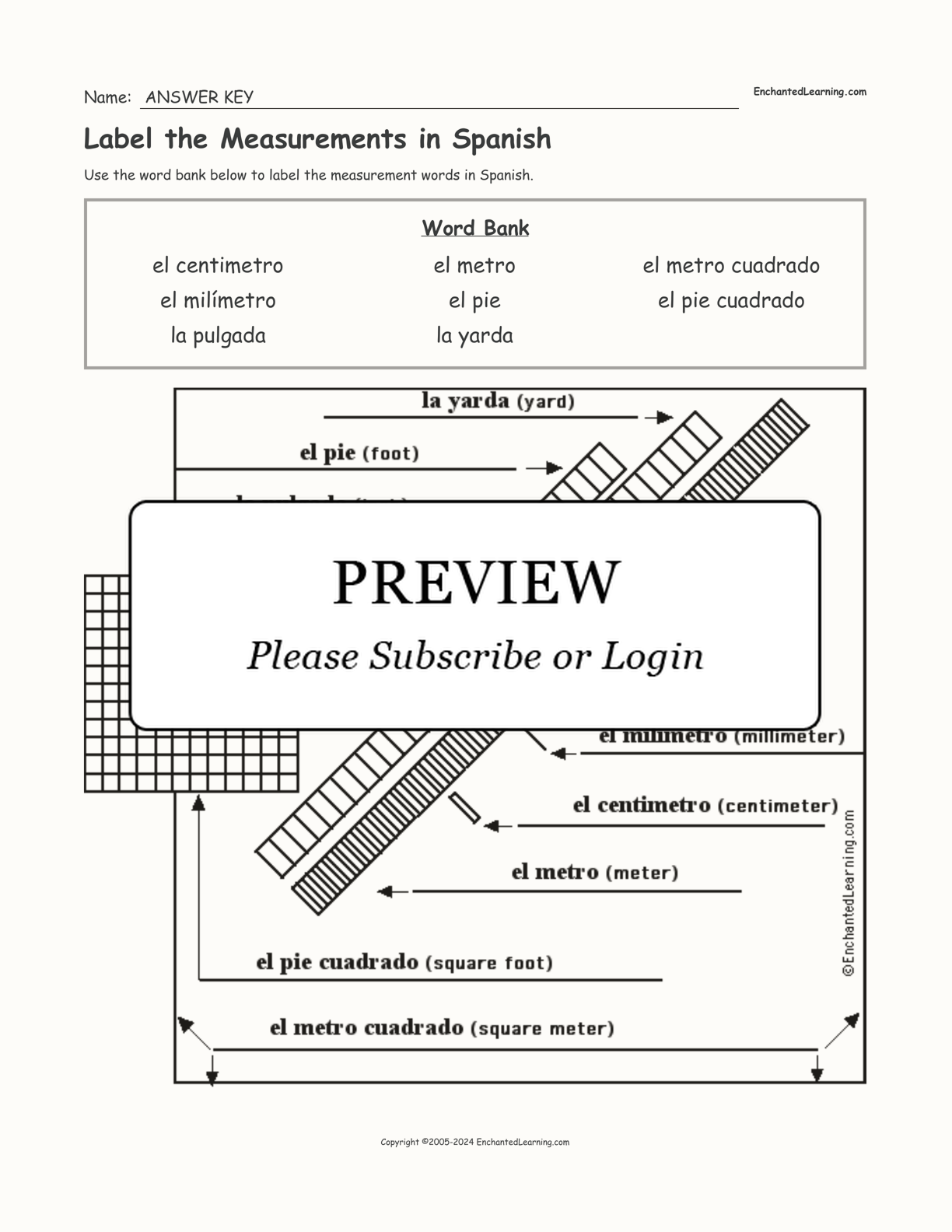 Label the Measurements in Spanish interactive worksheet page 2