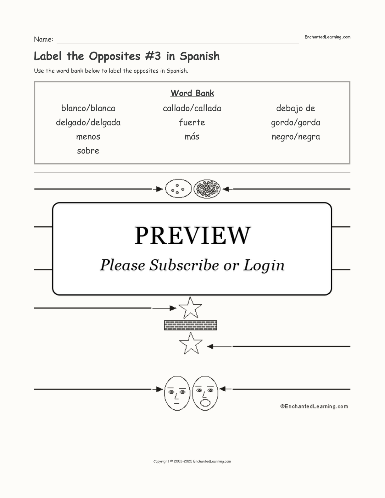 Label the Opposites #3 in Spanish interactive worksheet page 1