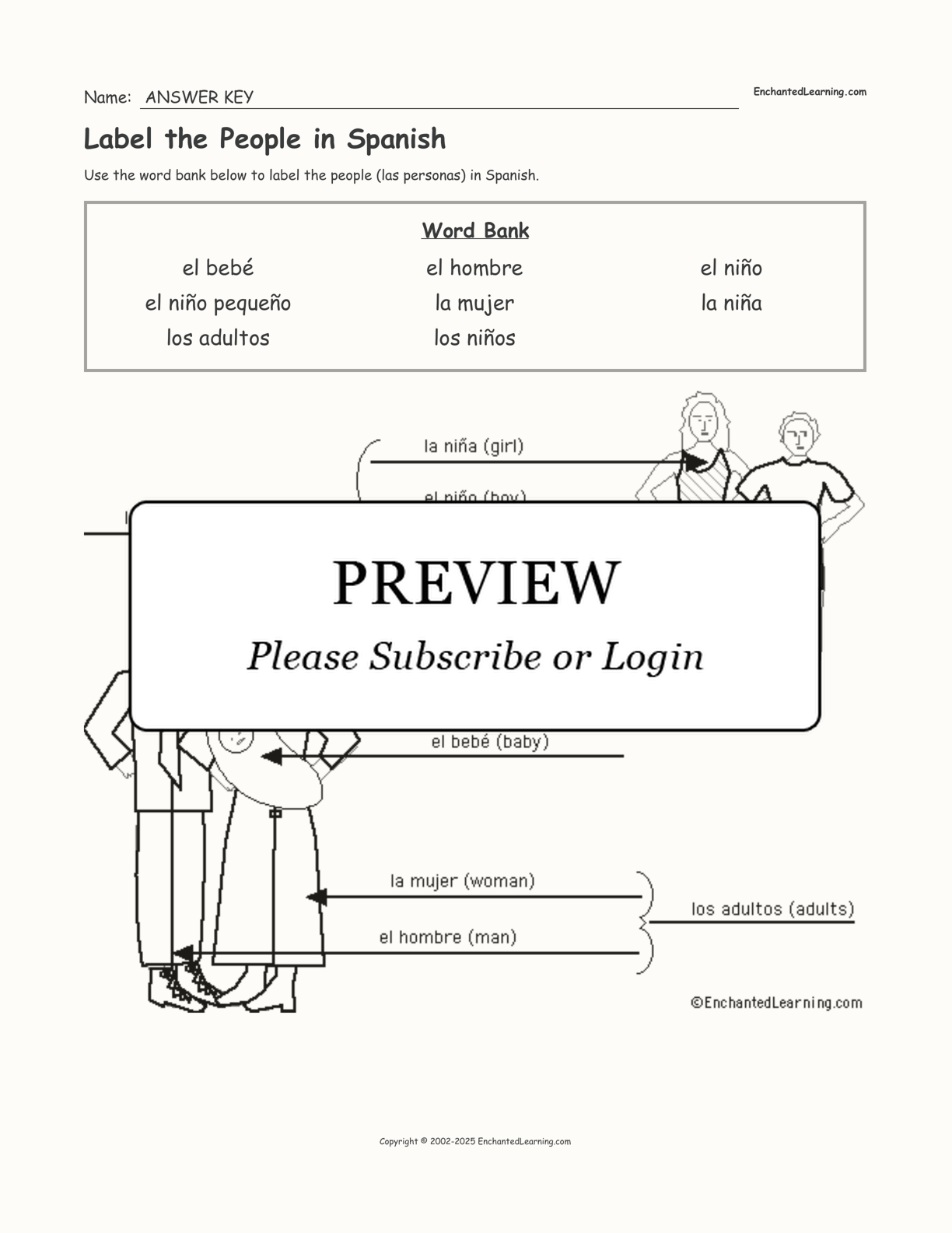 Label the People in Spanish interactive worksheet page 2