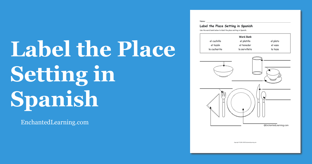 Label the Place Setting in Spanish Enchanted Learning