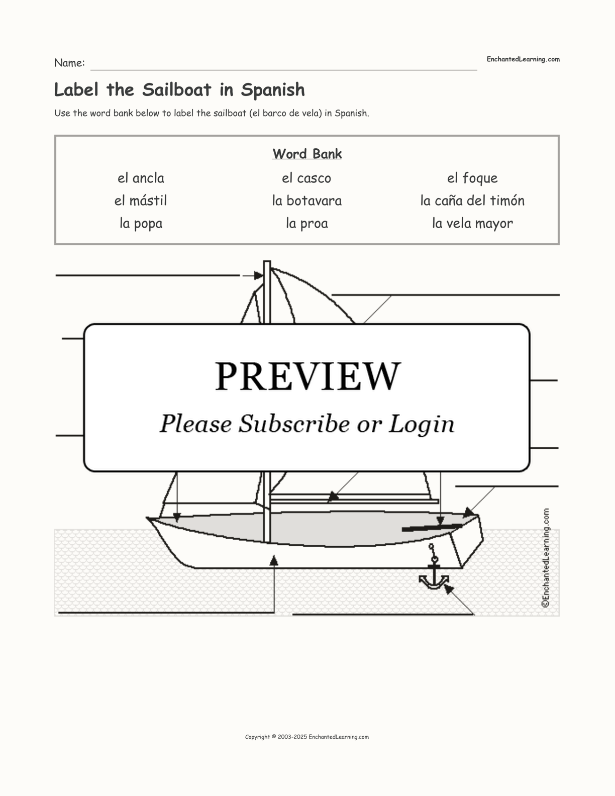 sailboat words in spanish