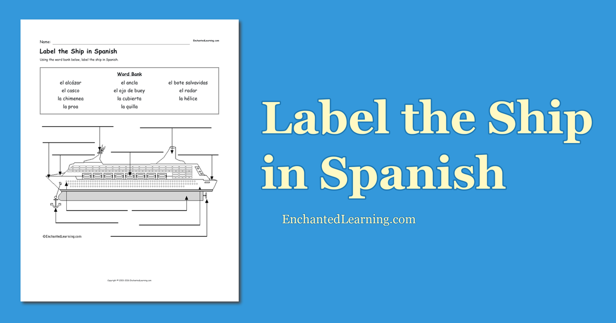 Label the Ship in Spanish - Enchanted Learning