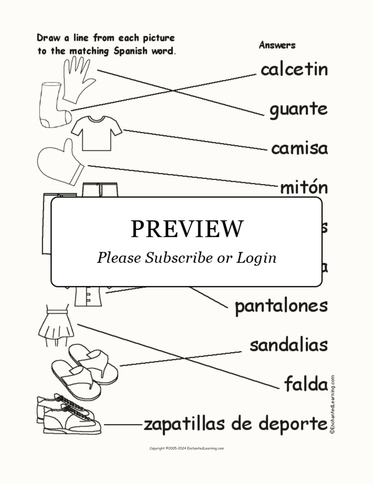 Clothes #1 - Match the Spanish Words to the Pictures interactive worksheet page 2
