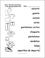 Search result: 'Clothes #1 - Match the Spanish Words to the Pictures'