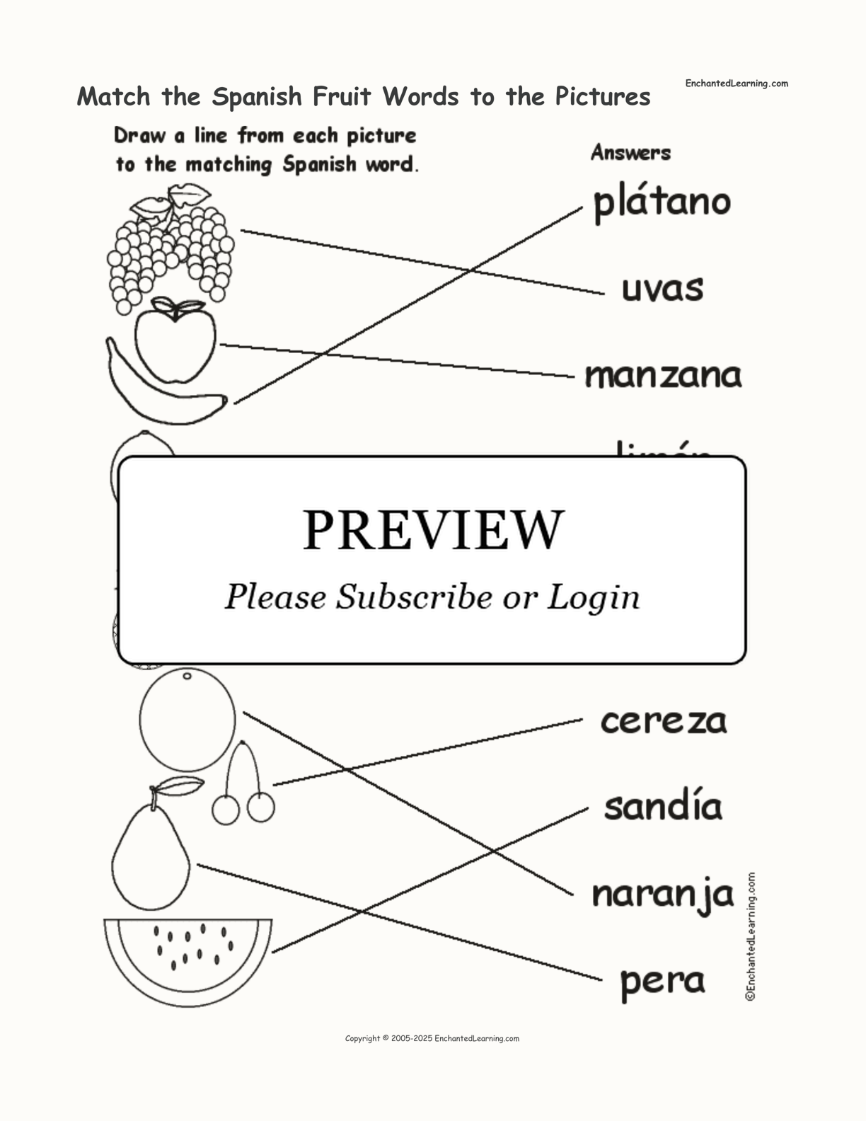 Match the Spanish Fruit Words to the Pictures interactive worksheet page 2