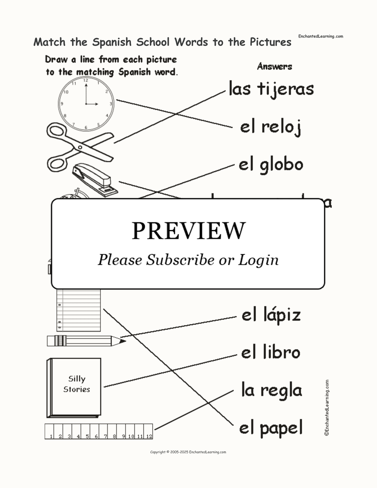 Match the Spanish School Words to the Pictures interactive worksheet page 2