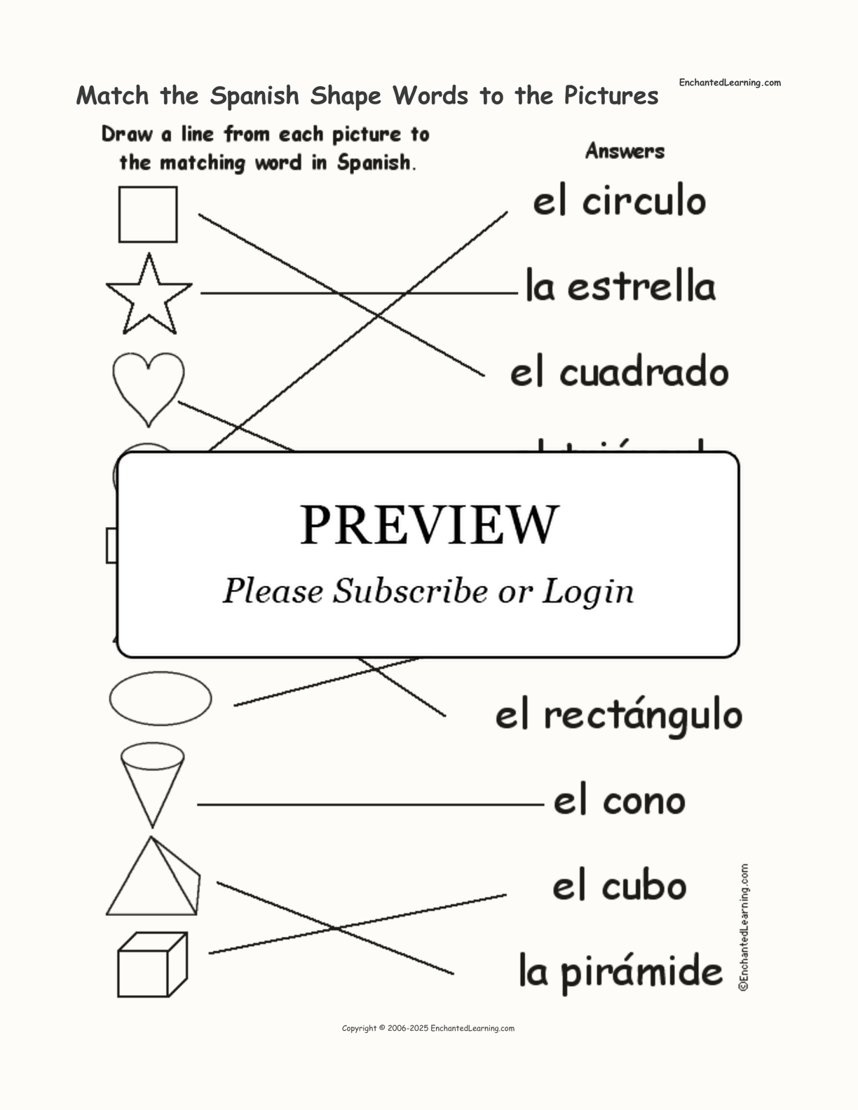 Match the Spanish Shape Words to the Pictures interactive worksheet page 2