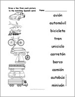 Search result: 'Match the Spanish Vehicle Words to the Pictures'