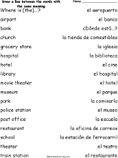 Search result: 'Buildings and Places - Match the Spanish and English Phrases'