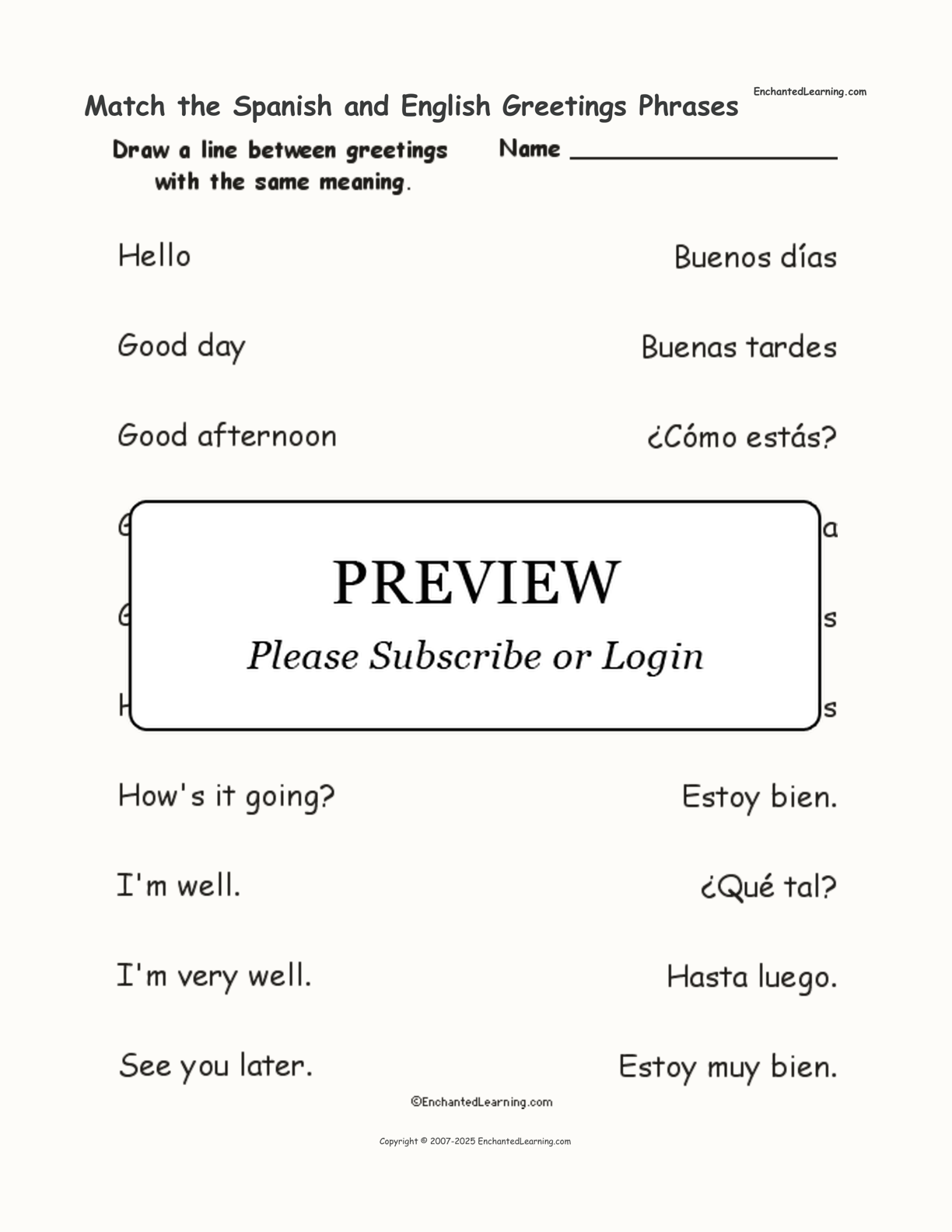 spanish greetings worksheet