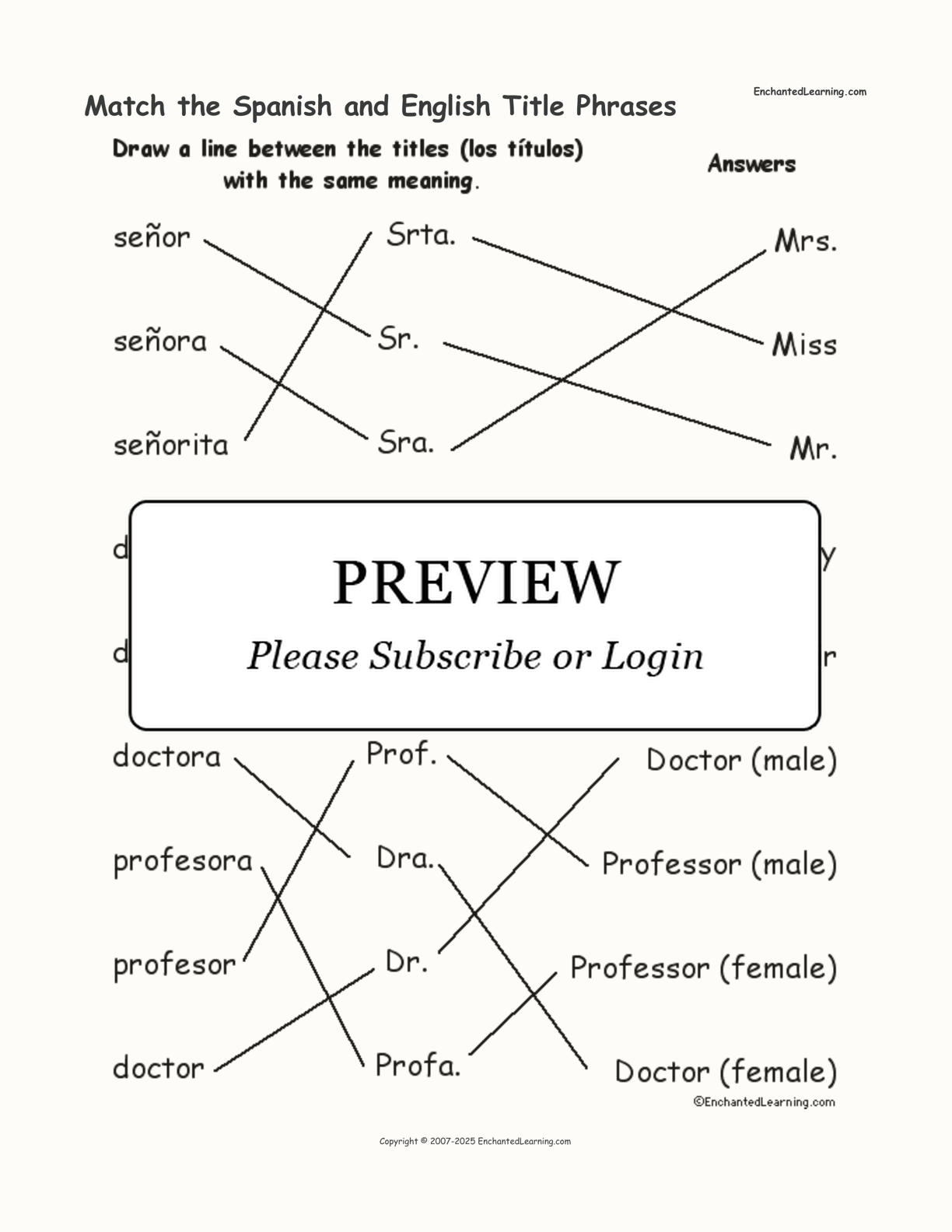 Match the Spanish and English Title Phrases interactive worksheet page 2