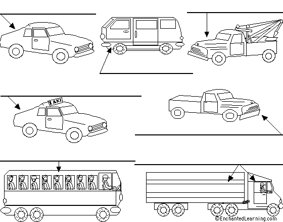 Label the cars and trucks in Swedish