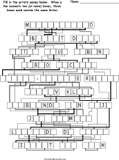 Search result: 'Artists - Letter-Flow Printable Word Puzzle'