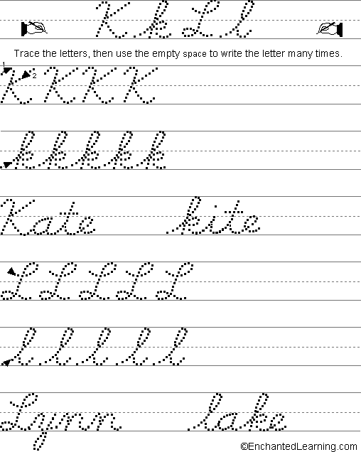 Search result: 'Writing Cursive Letters K-L'