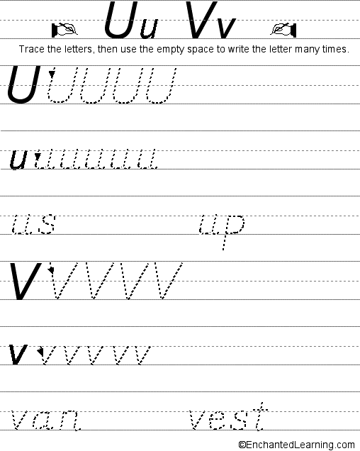 Search result: 'Writing letters, U-V (D'Nealian Style)'