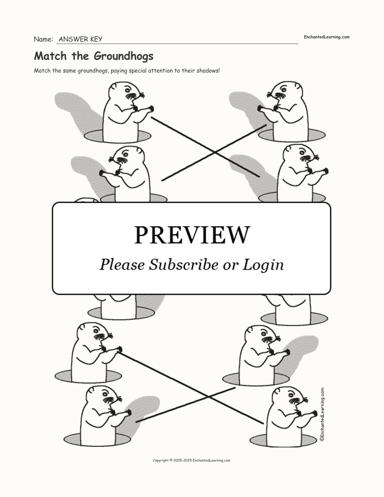 Match the Groundhogs interactive worksheet page 2