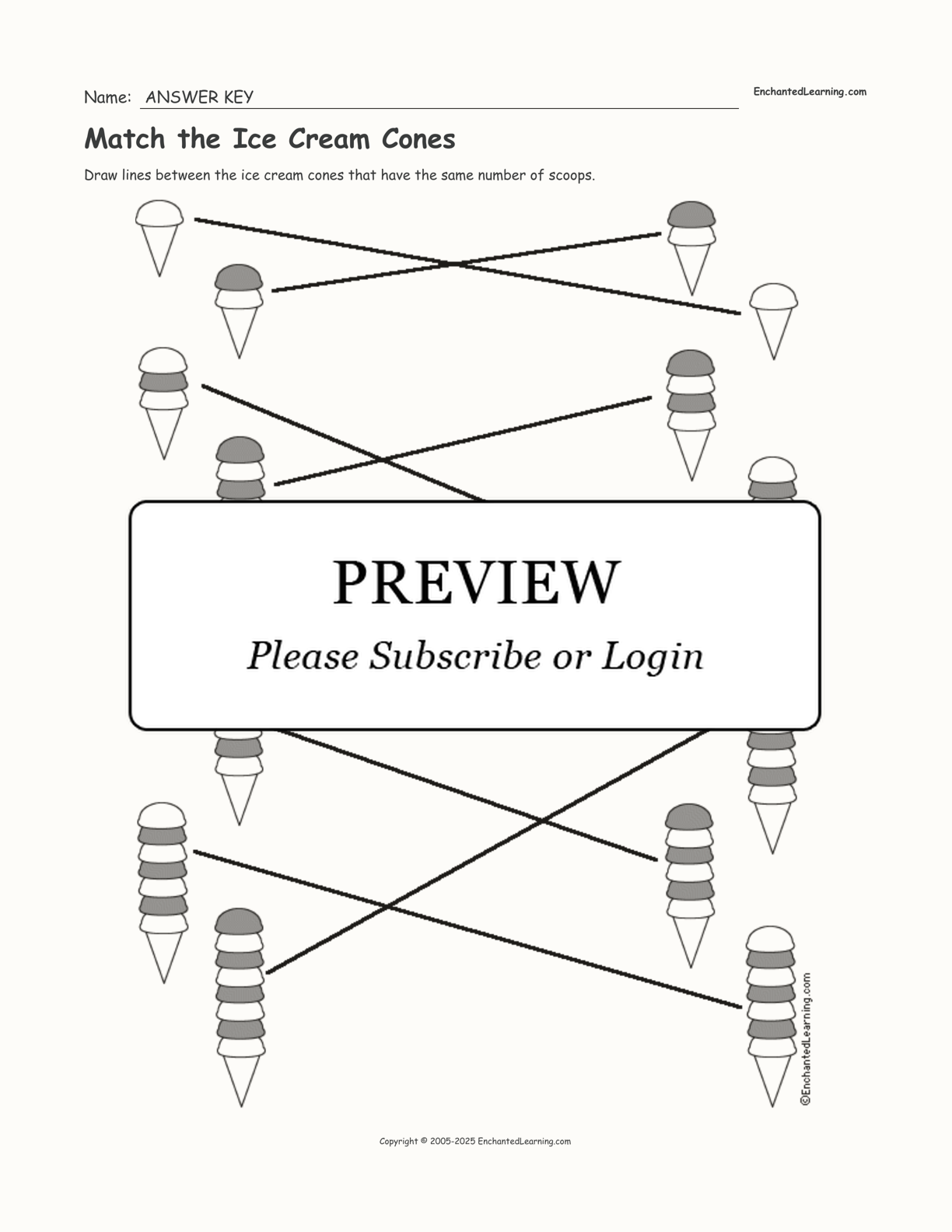 Match the Ice Cream Cones interactive worksheet page 2