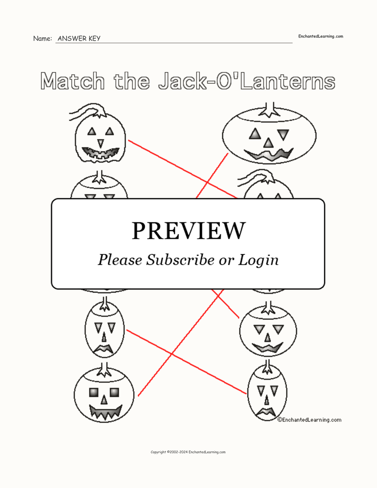 Jack-o'-Lantern Matching Printout interactive worksheet page 2