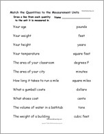 Search result: 'Match the Quantities to the Measurement Units'