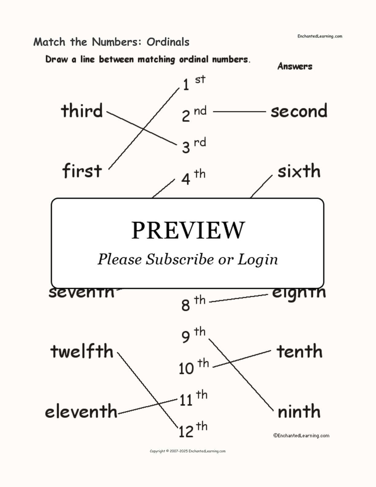 Match the Numbers: Ordinals interactive worksheet page 2