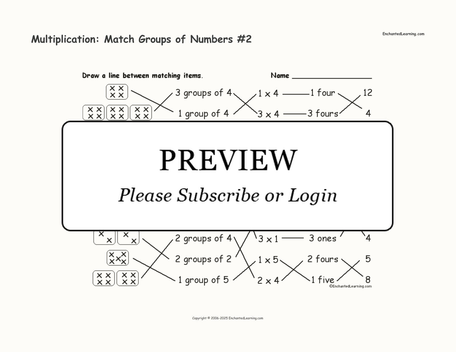 Multiplication: Match Groups of Numbers #2 interactive worksheet page 2