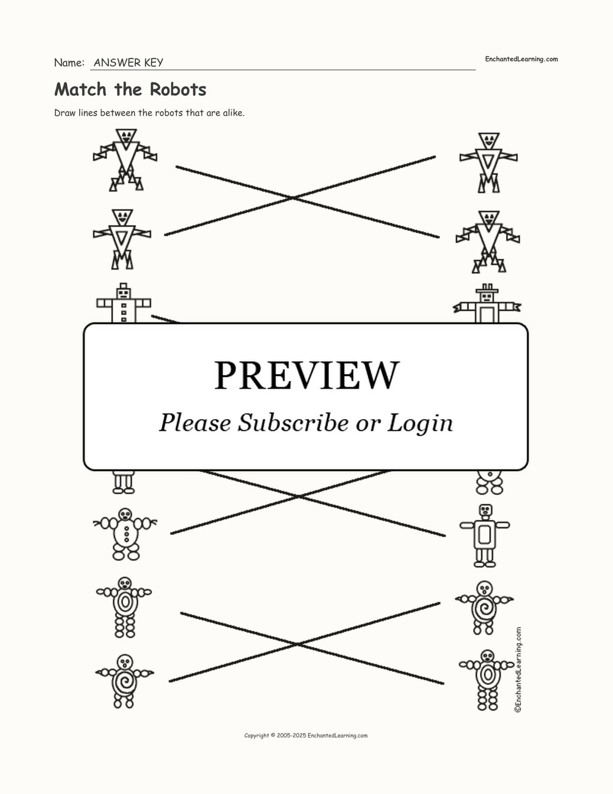 Match the Robots interactive worksheet page 2