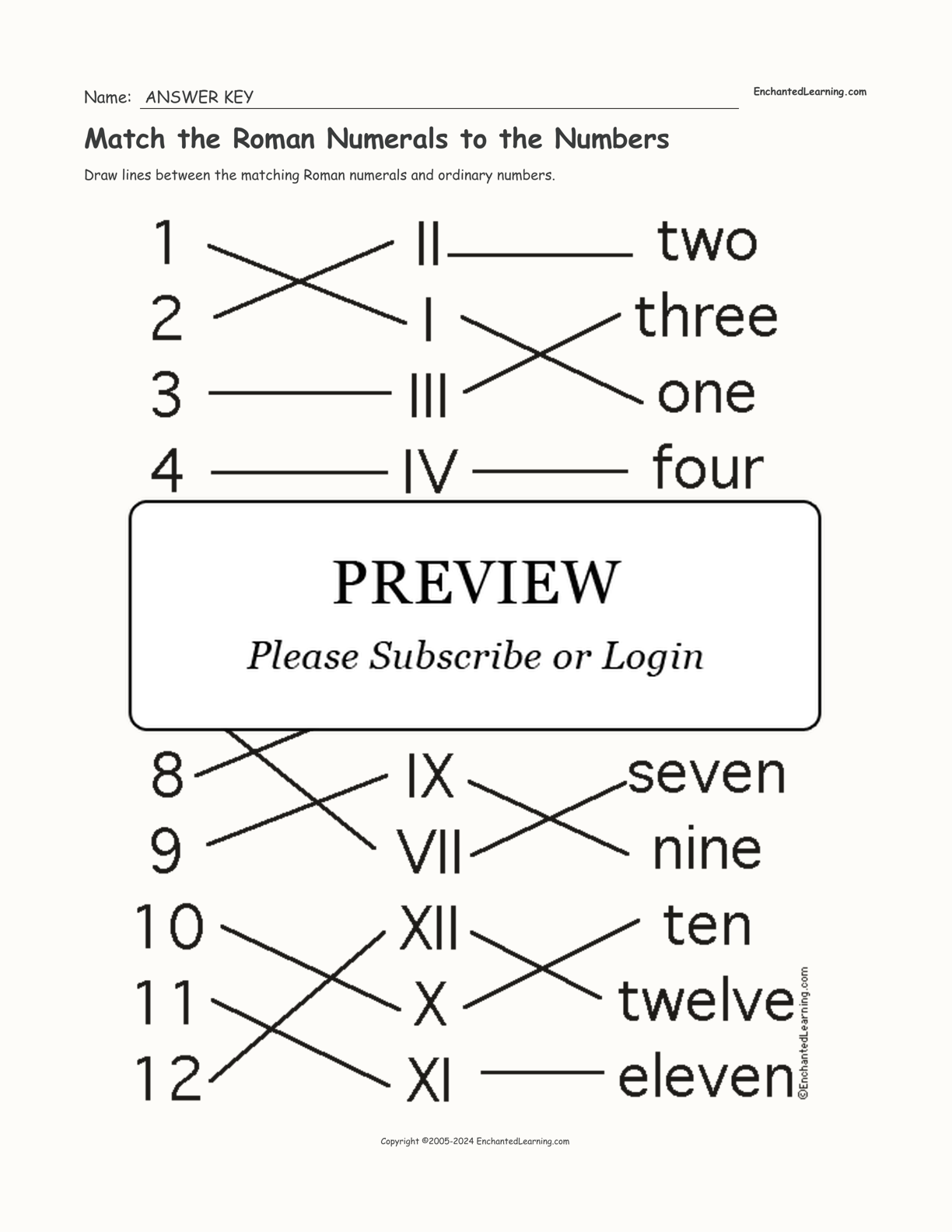 Match the Roman Numerals to the Numbers interactive worksheet page 2
