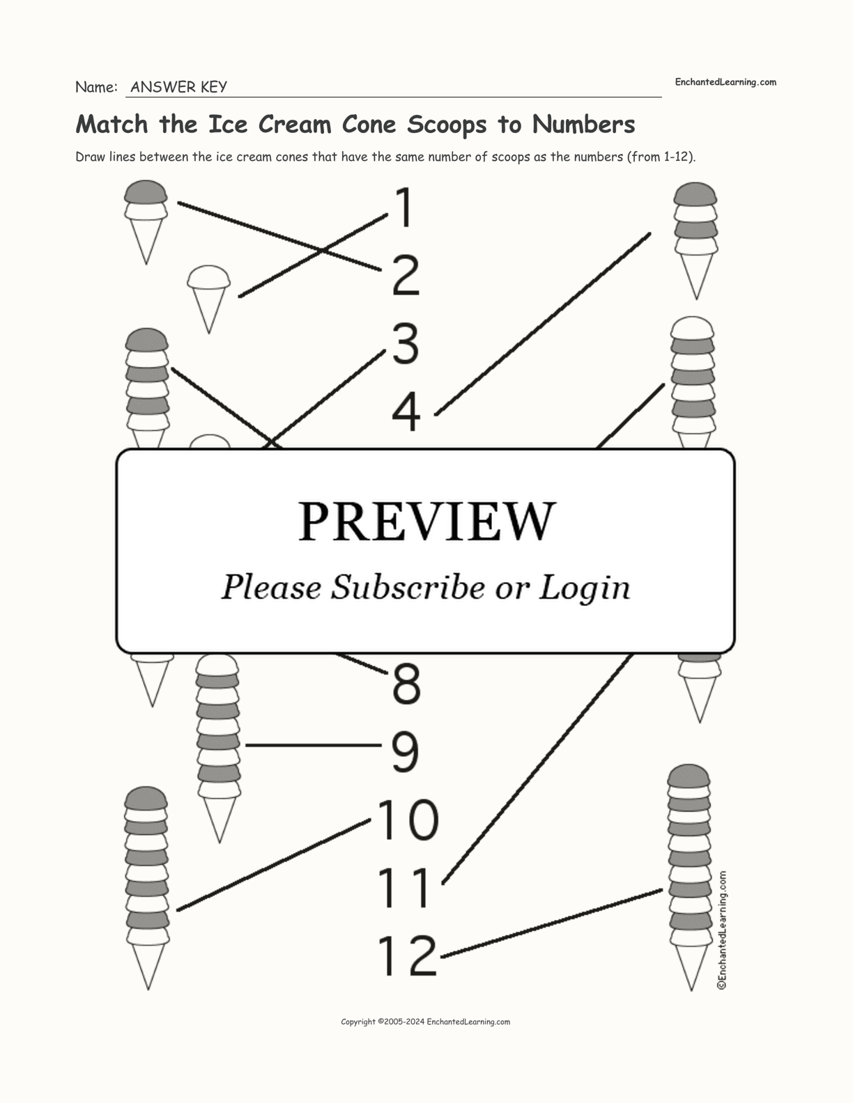 Match the Ice Cream Cone Scoops to Numbers interactive worksheet page 2