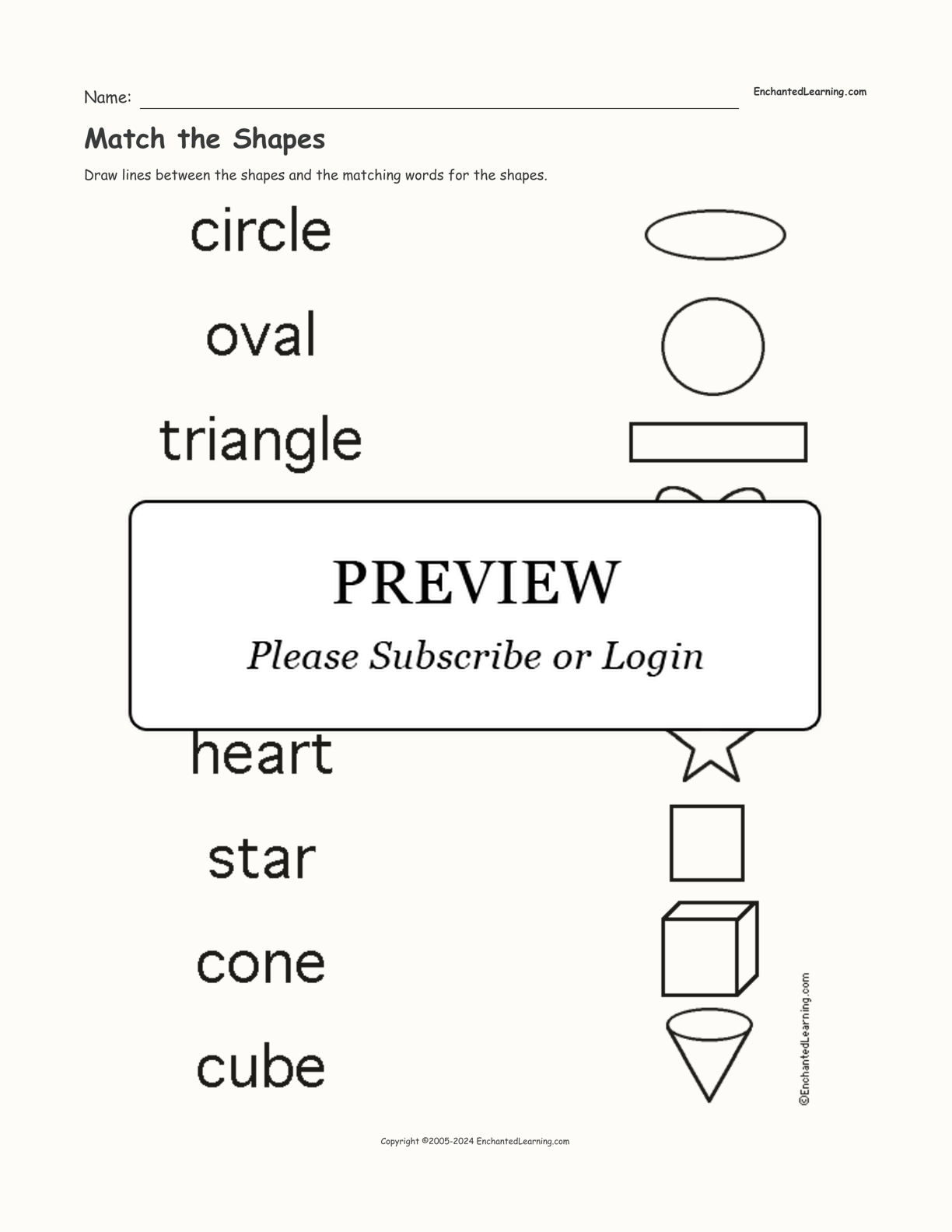 Match the Shapes interactive worksheet page 1