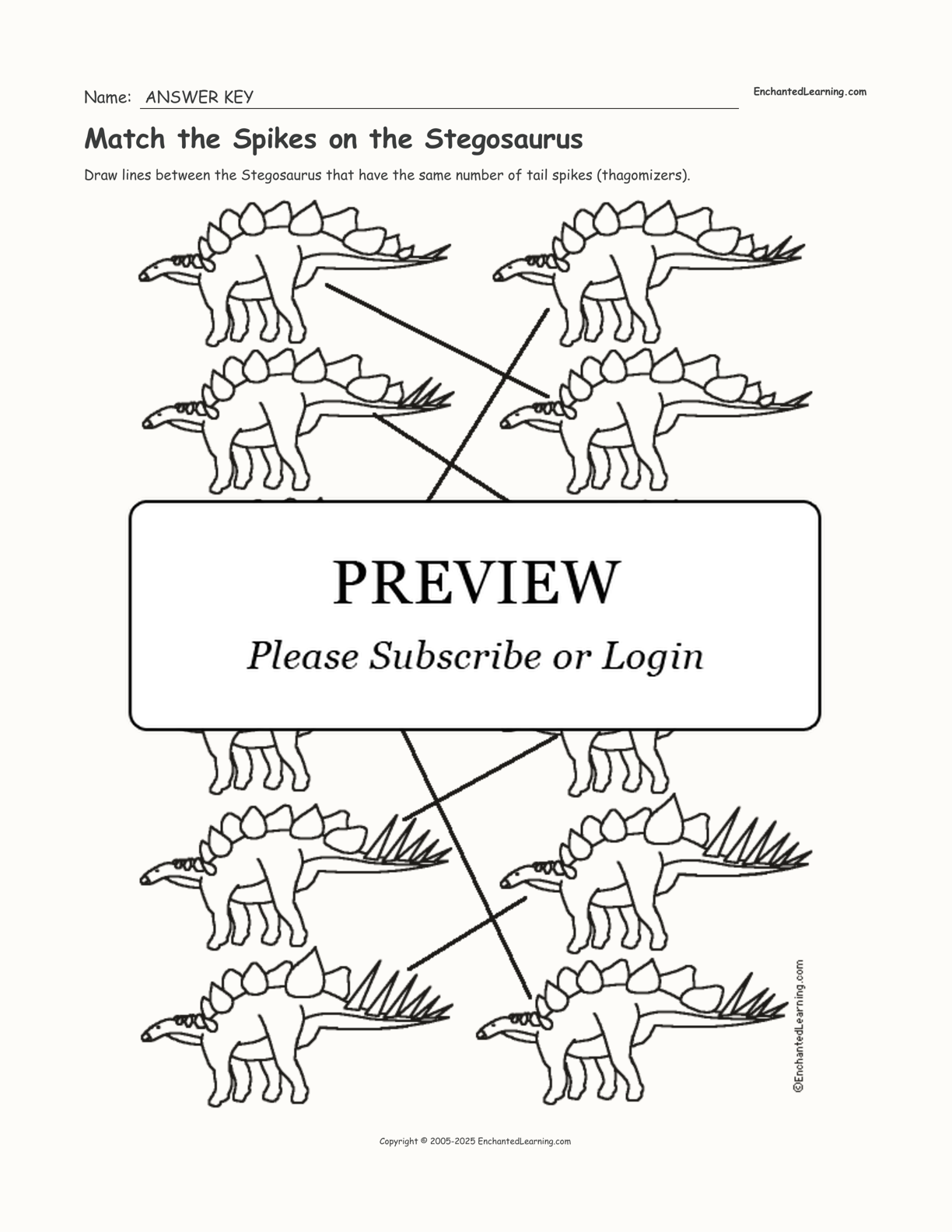 Match the Spikes on the Stegosaurus interactive worksheet page 2