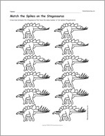 Match the Spikes on the Stegosaurus Worksheet
