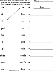 Search result: 'Syllable to Syllable: Matching Worksheets'