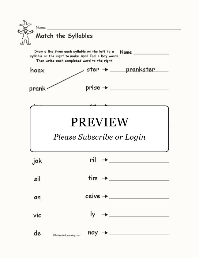 match the syllables enchanted learning