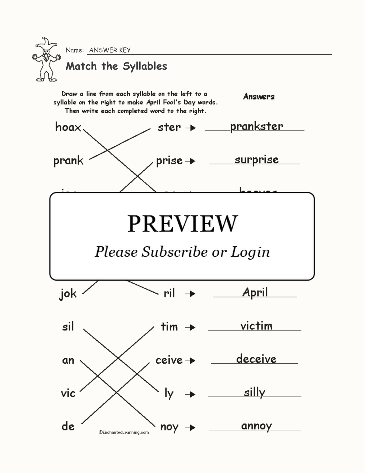 Match the Syllables interactive worksheet page 2