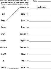 Search result: 'Match the Syllables: Bedtime Words Printout'