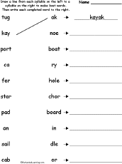 Search result: 'Match the Syllables: Boat Words Printout'