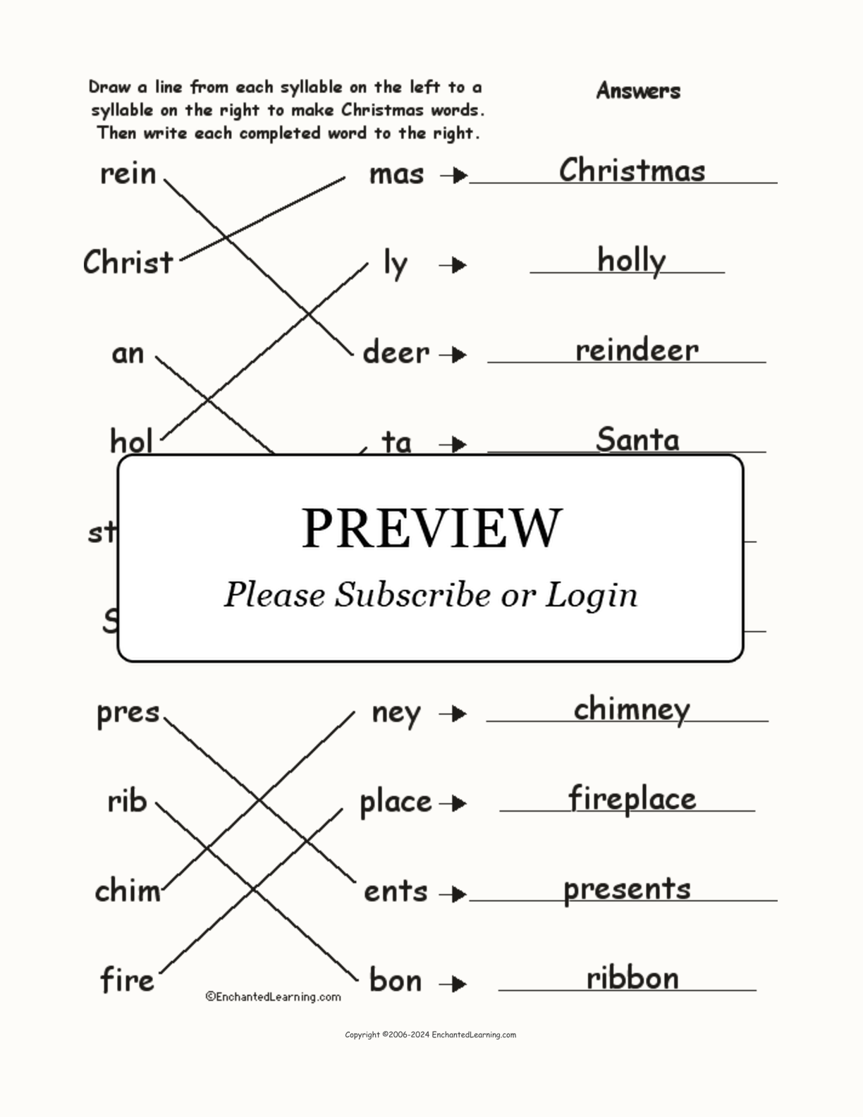 Match the Syllables: Christmas Words interactive worksheet page 2