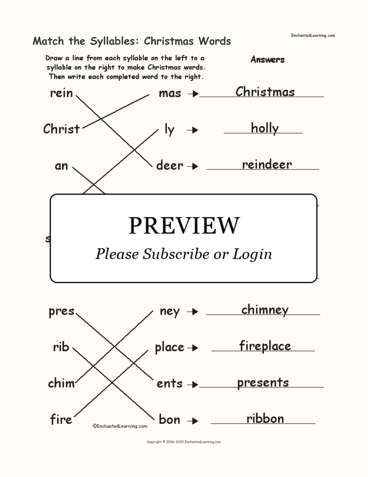 Match the Syllables: Christmas Words interactive worksheet page 2