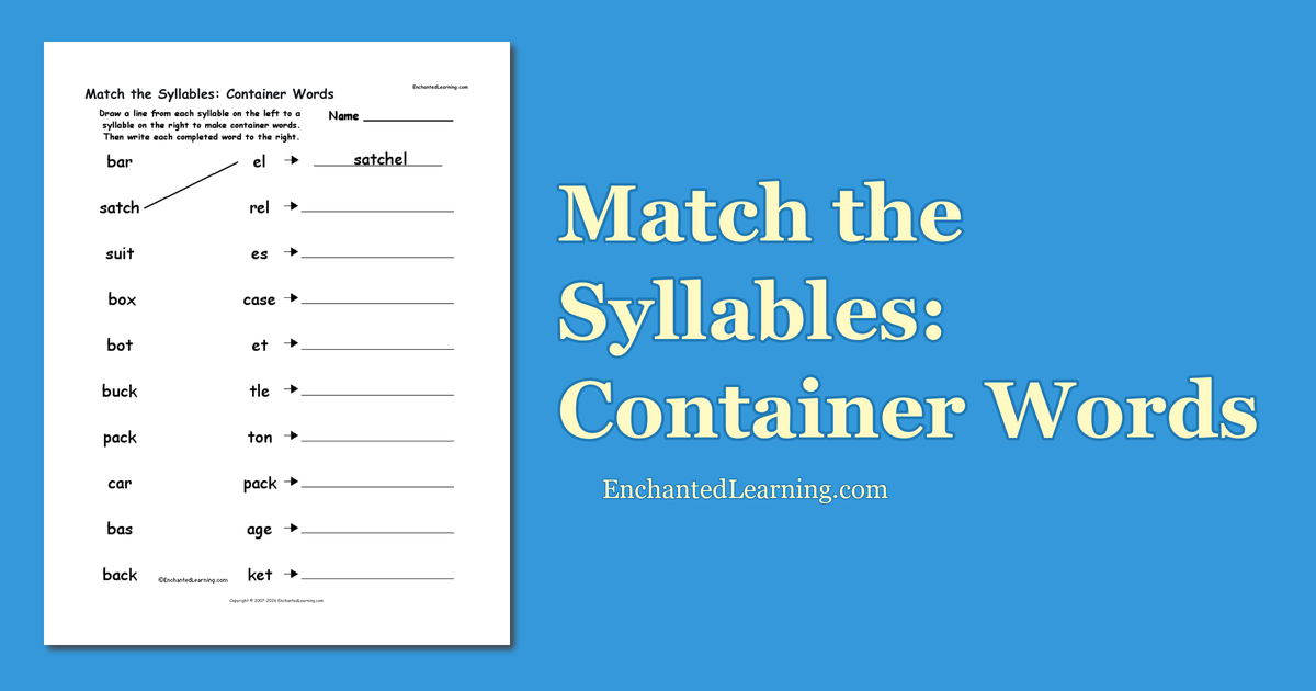 Match the Syllables: Container Words - Enchanted Learning