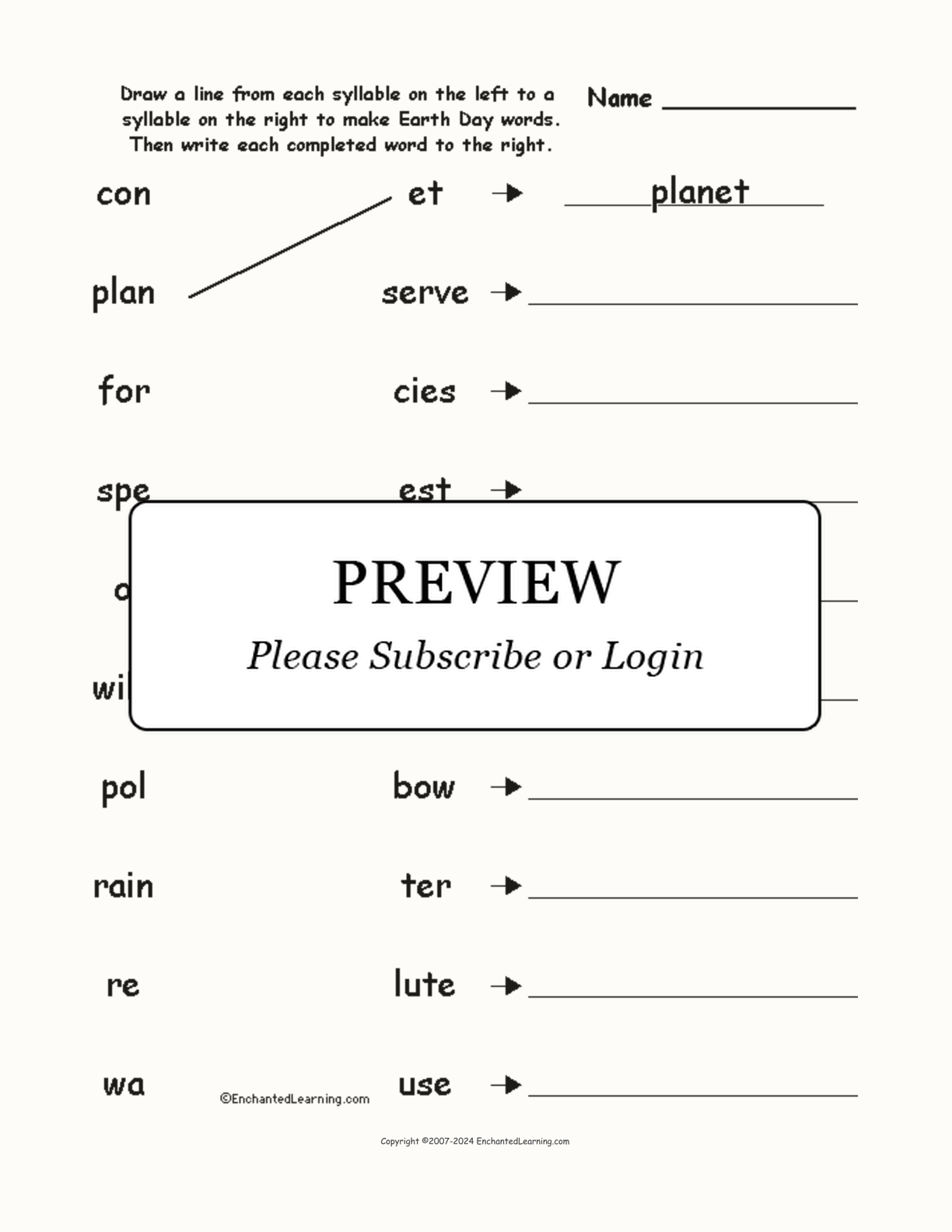 Match the Syllables: Earth Day Words interactive worksheet page 1