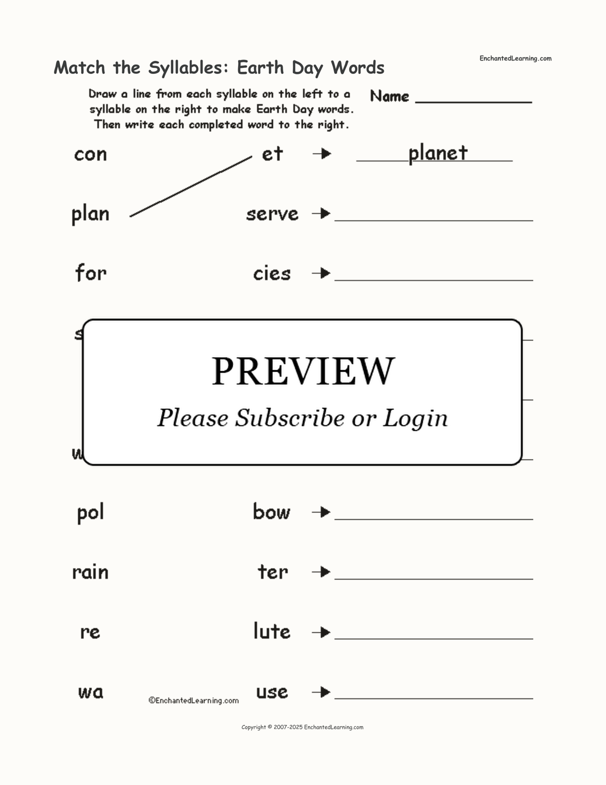 Match the Syllables: Earth Day Words interactive worksheet page 1