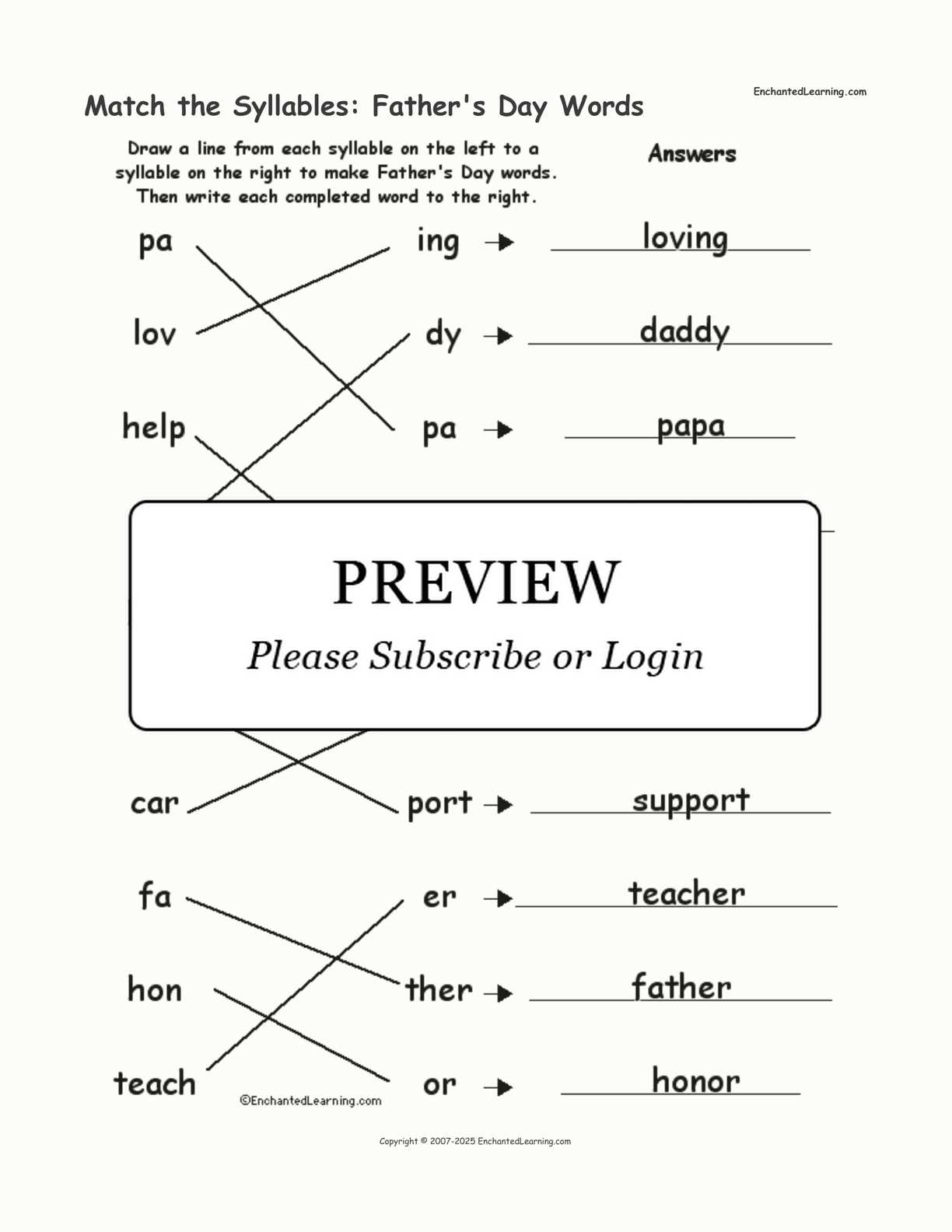 Match the Syllables: Father's Day Words interactive worksheet page 2