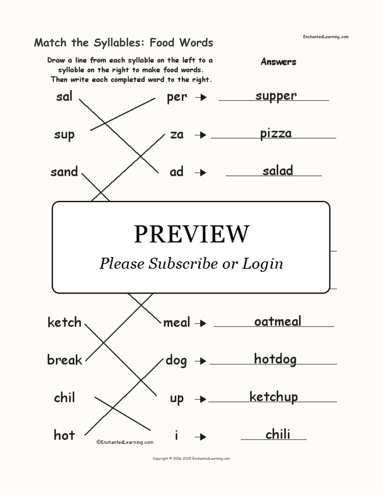 Match the Syllables: Food Words interactive worksheet page 2