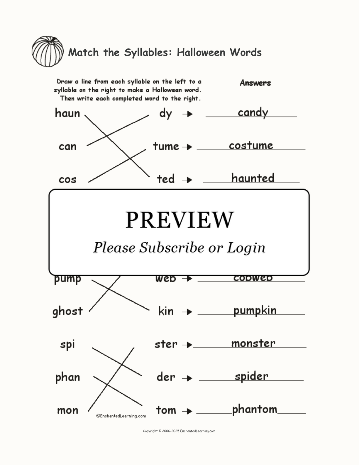 Match the Syllables: Halloween Words interactive worksheet page 2